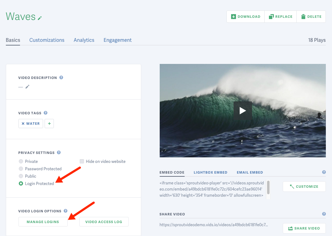 Change the privacy settings for a video hosted on SproutVideo