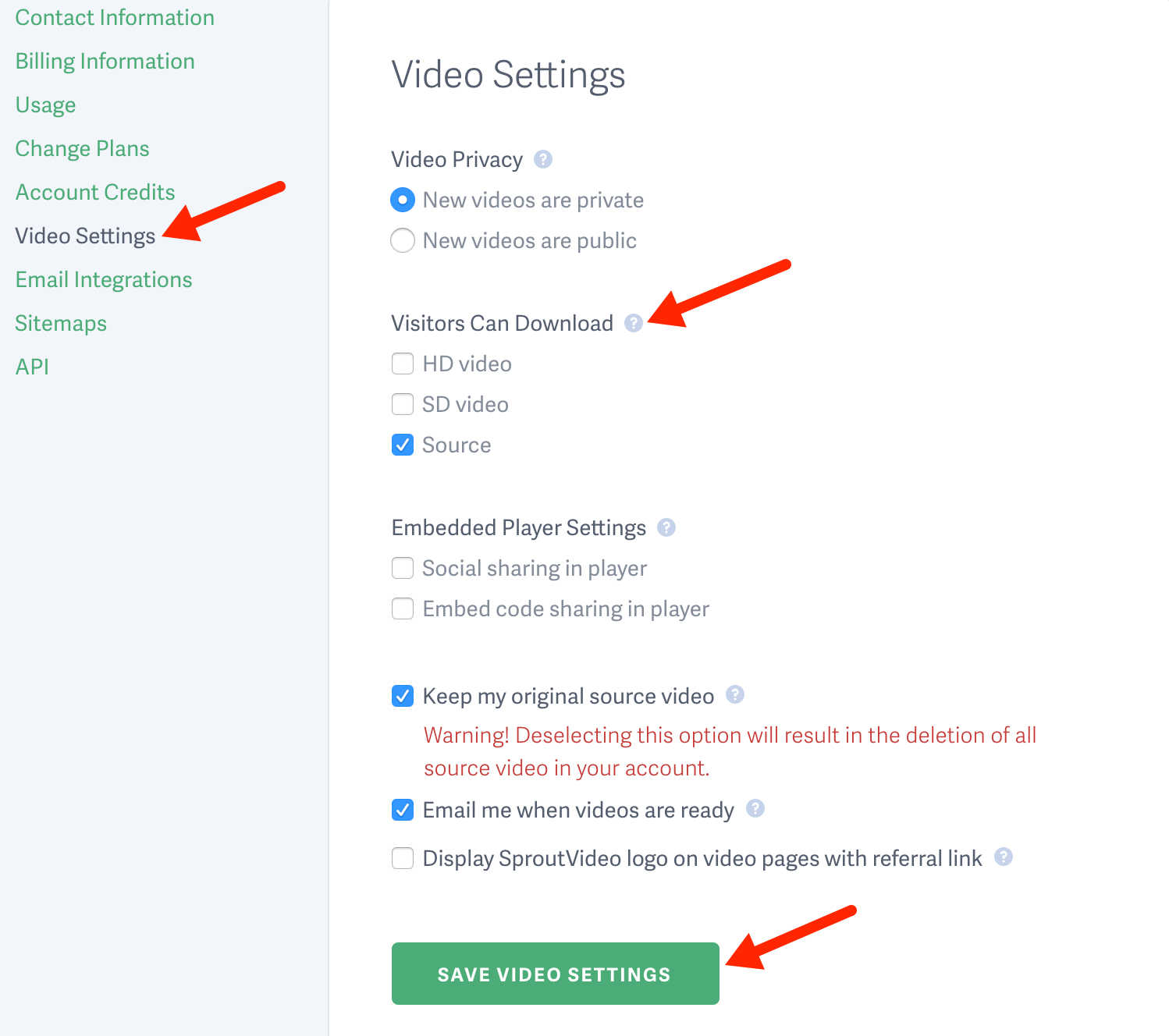 Visitor Download Settings for videos hosted on SproutVideo