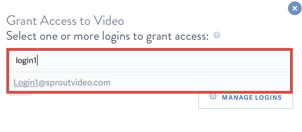 Select logins to enable access to your video hosted on SproutVideo