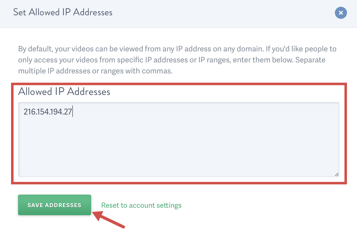 Set IP for individual video