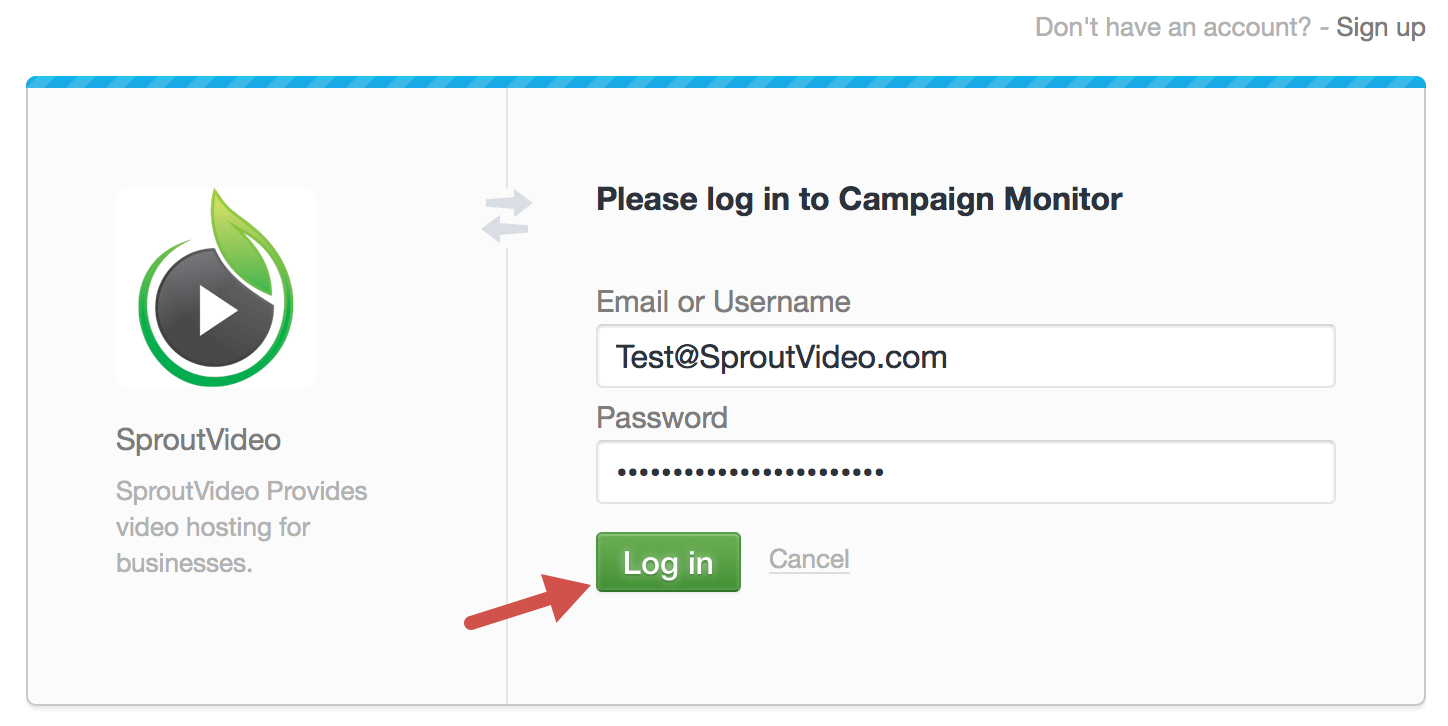 Log in to Campaign Monitor