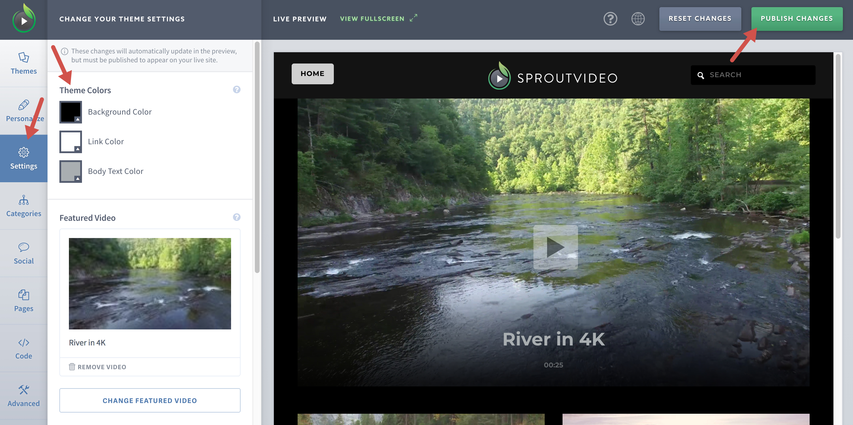 Change different colors for your video site hosted by SproutVideo