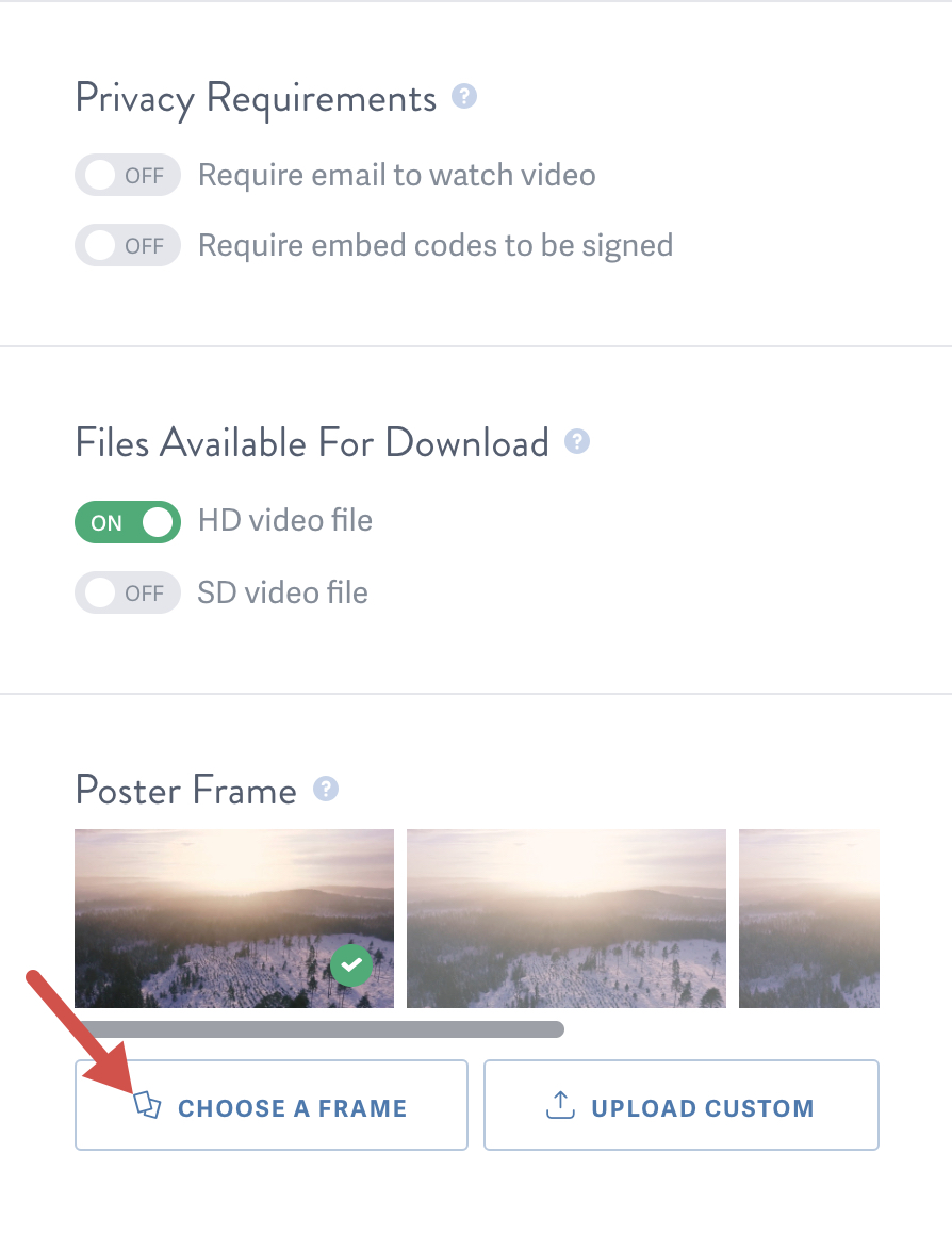 Change the poster frame for a video hosted on SproutVideo