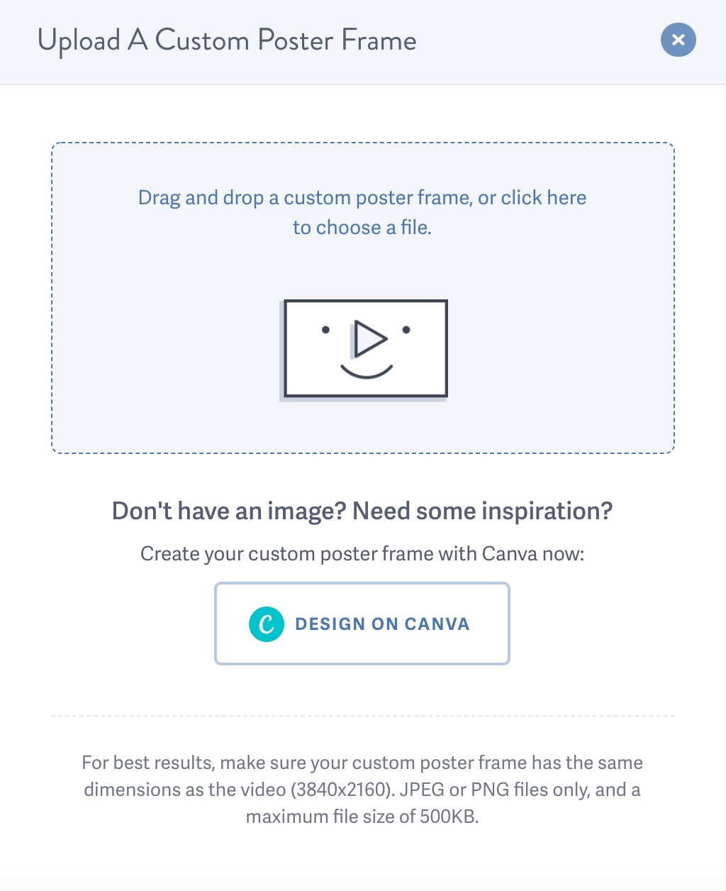 Upload a custom poster frame or design one with Canva