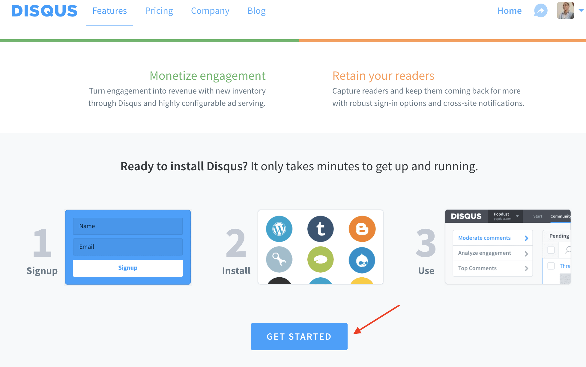 Disqus Features Page
