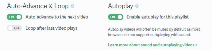 Adjust the autoadvance, autoplay, and looping options