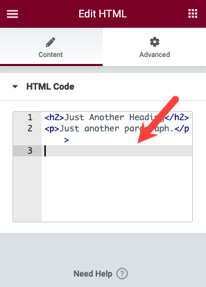 Elementor HTML Widget: Paste in Code
