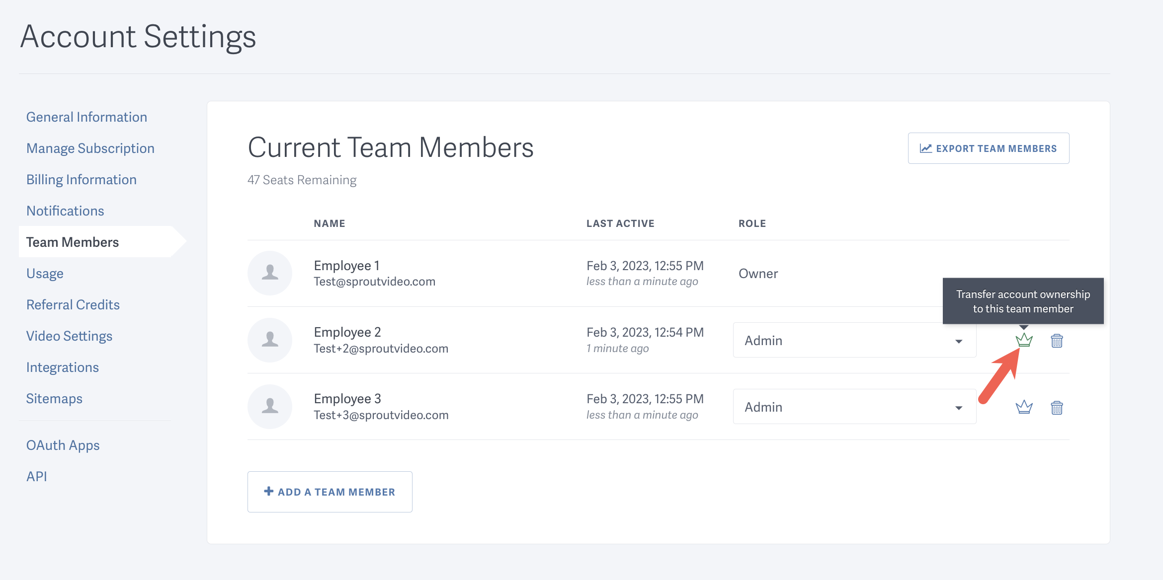 Transferring Account Ownership to Existing Team Member!