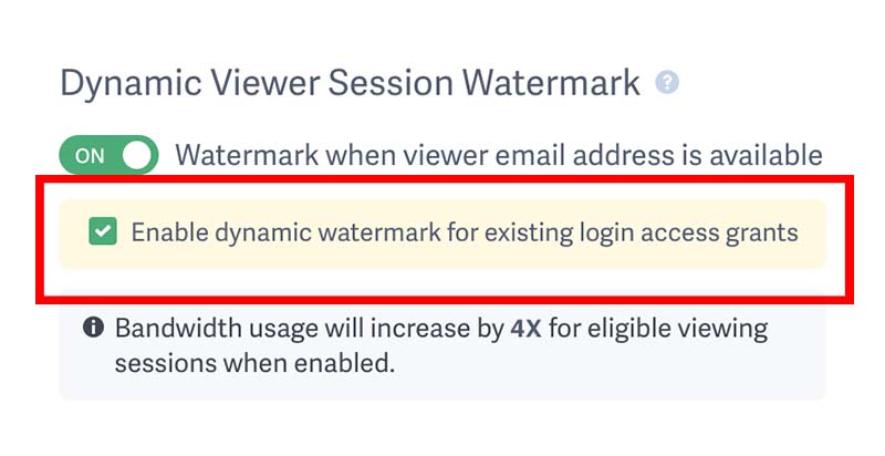 Update existing access grants for video to add watermarks