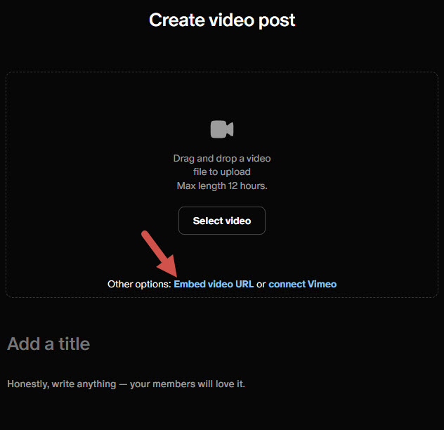 Select Embed Video URL