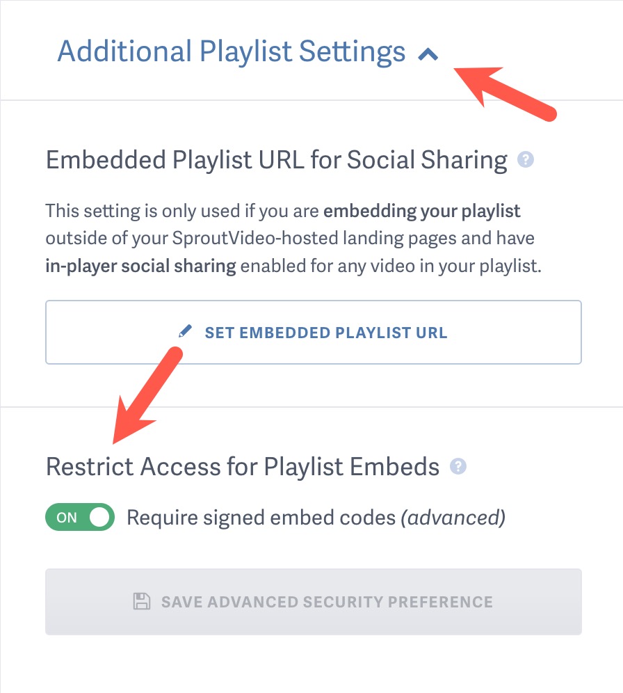 Require signed embed codes for playlists