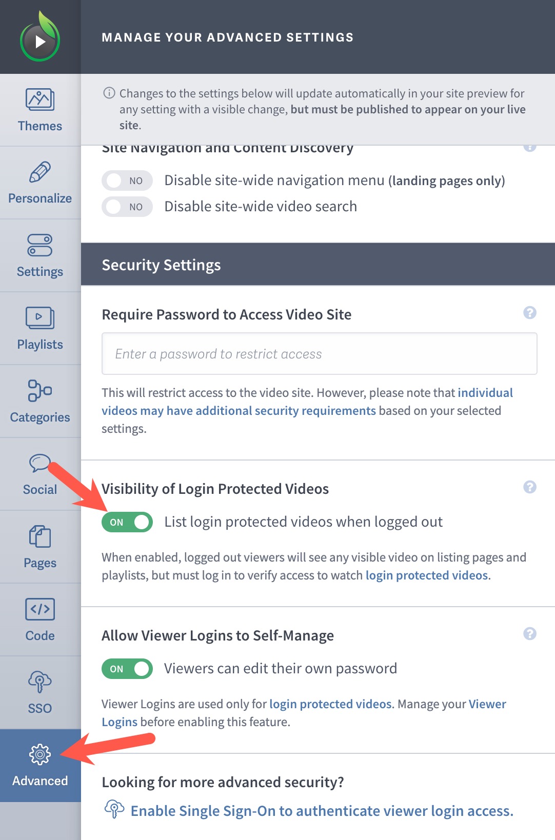 Choose the Visibility of Login Protected Videos