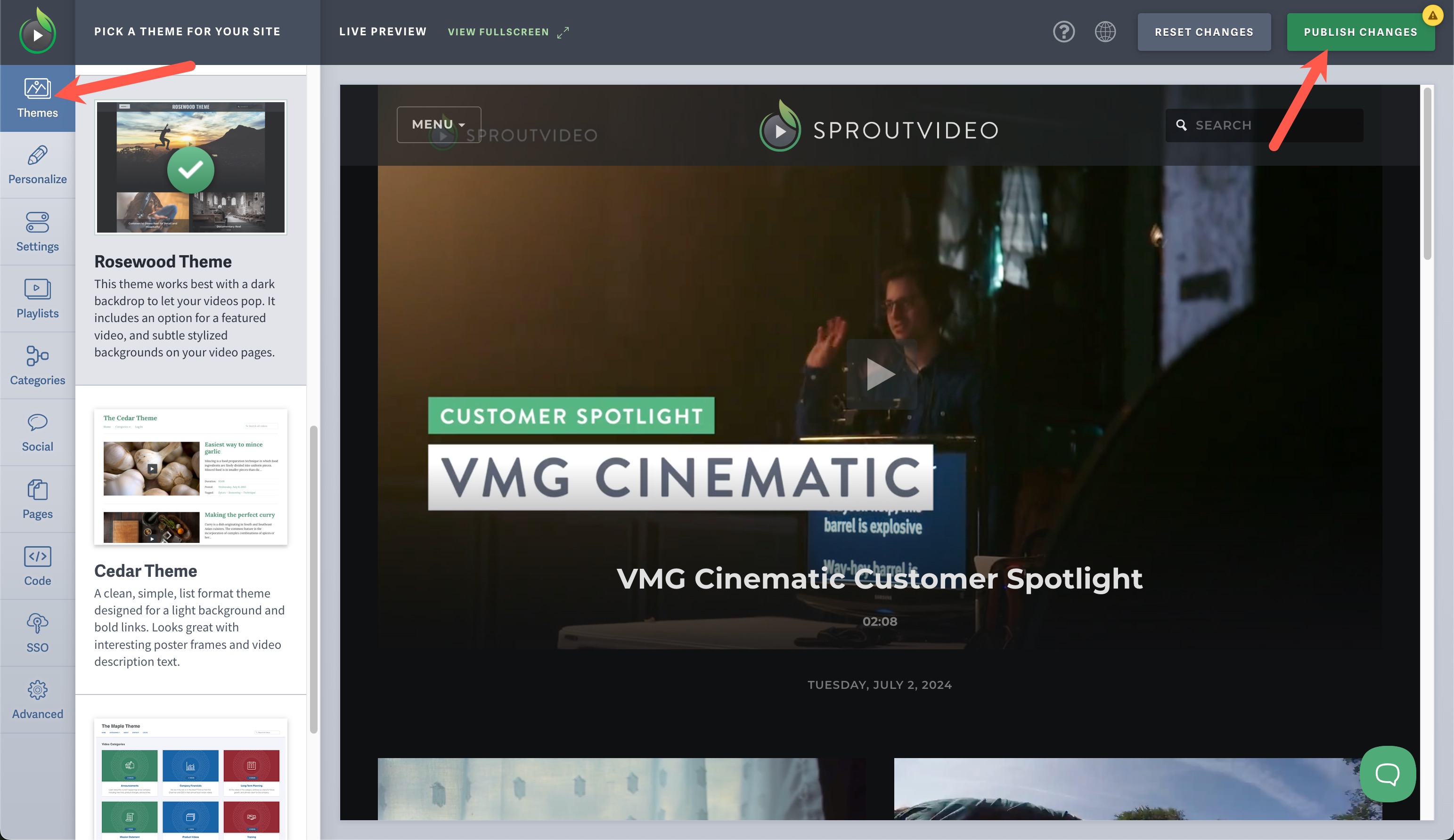 Pick a Theme for Your Video Website Hosted by SproutVideo