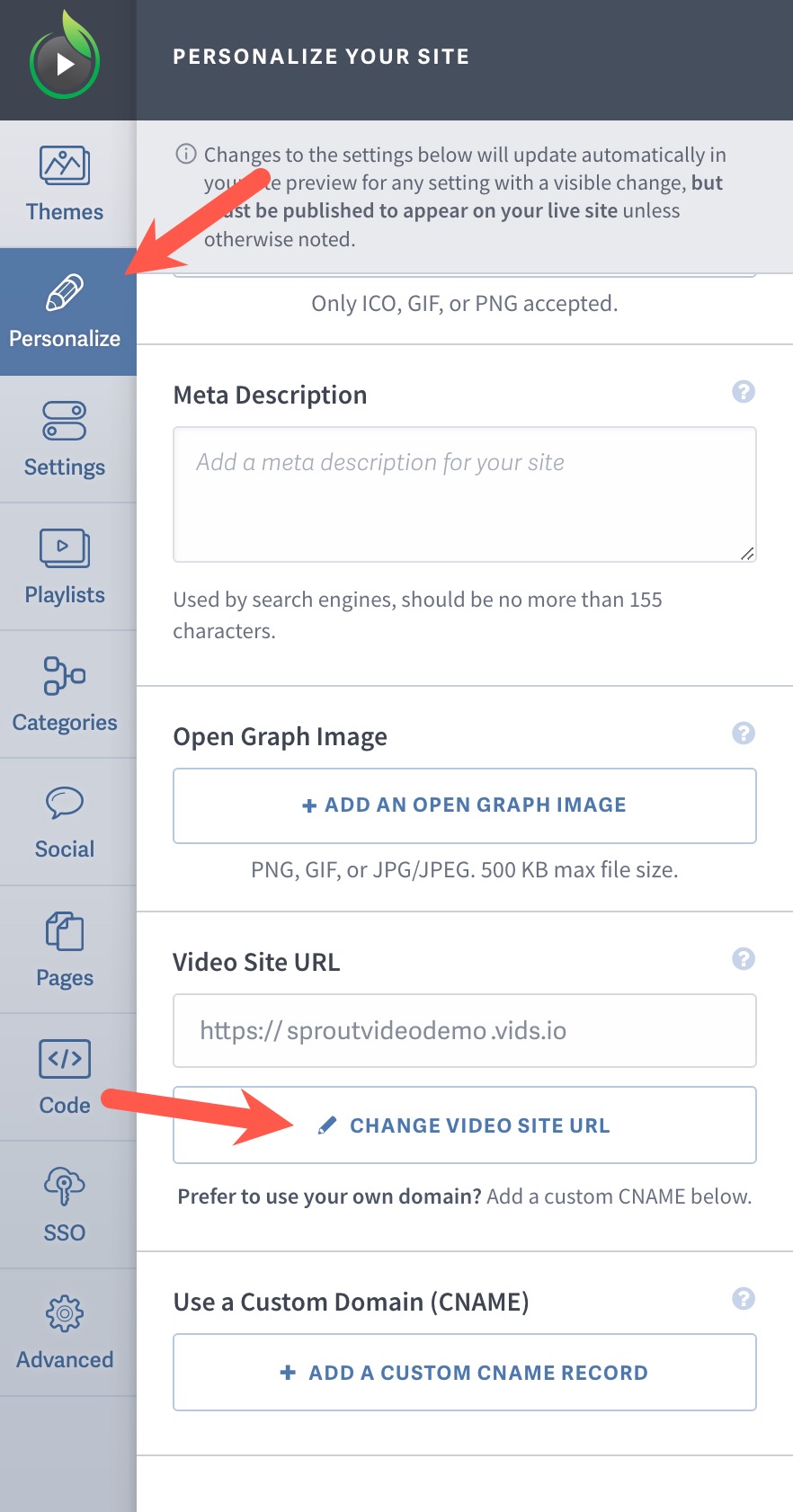 Change your video sharing URL for videos hosted on our platform