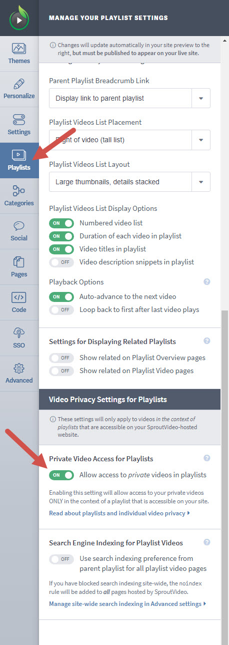 Enable Allow access to Private videos in playlists